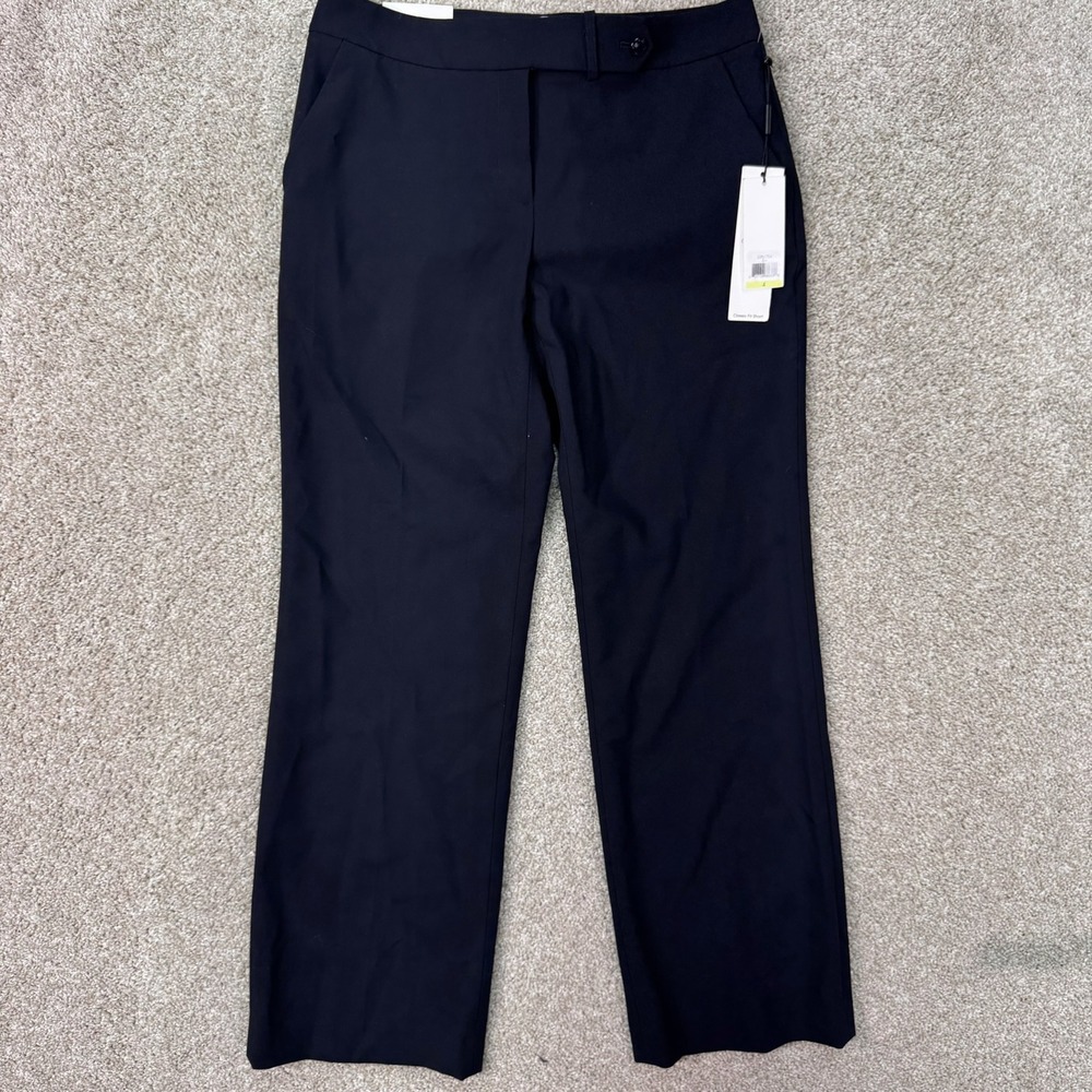 Calvin Klein Pants Womens 4 Classic Fit Navy Blue Trouser Stretch NEW